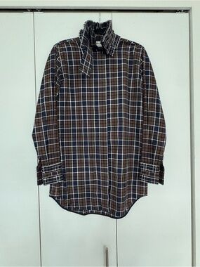 Victoria Beckham Brown & Navy Plaid Button-Down Shirt
